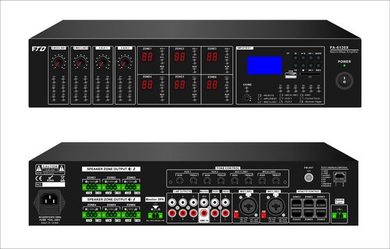 ratio audio del s N del sistema 70dB del sistema PA del canal del amplificador 6 de la matriz 6*120W