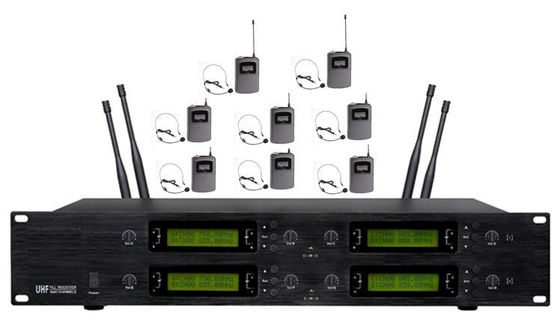 Sistema de micrófono inalámbrico LCD de la frecuencia ultraelevada de 8 canales