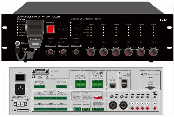 Sistema de Digital Voice Evacuation del regulador de Evac de la zona del sistema 500w 6 de la evacuación de la voz