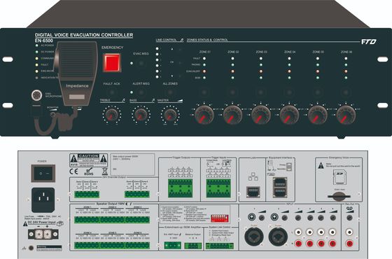Sistema de Digital Voice Evacuation del regulador de Evac de la zona del sistema 500w 6 de la evacuación de la voz